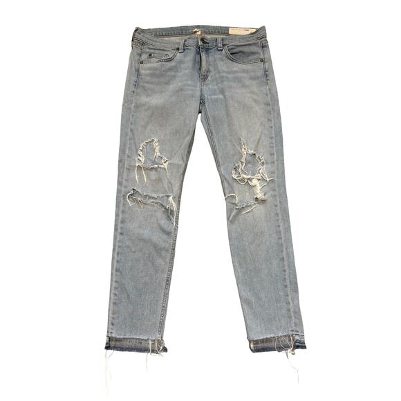 Rag & Bone Dre Distressed Capri Boyfriend Jeans Size 27 Mid Rise Crop - Picture 2 of 5